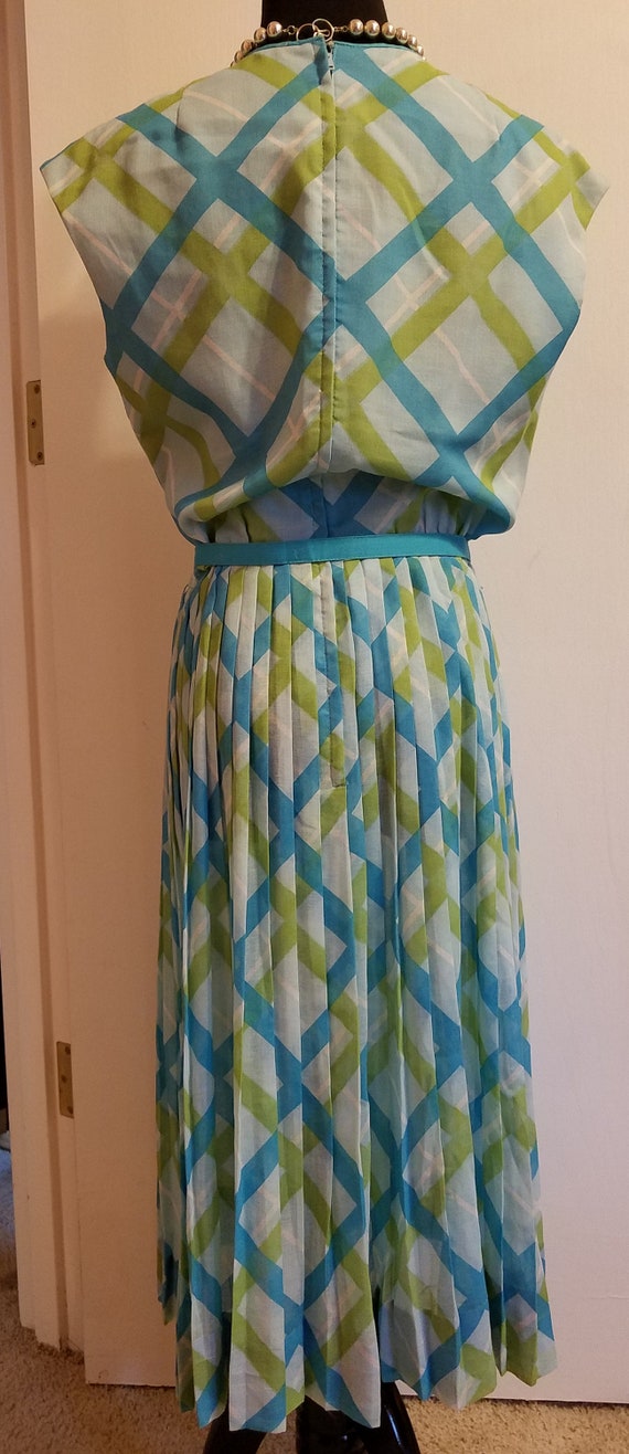 Sale! Vintage 1950's Plaid dress, Blue and Green … - image 7