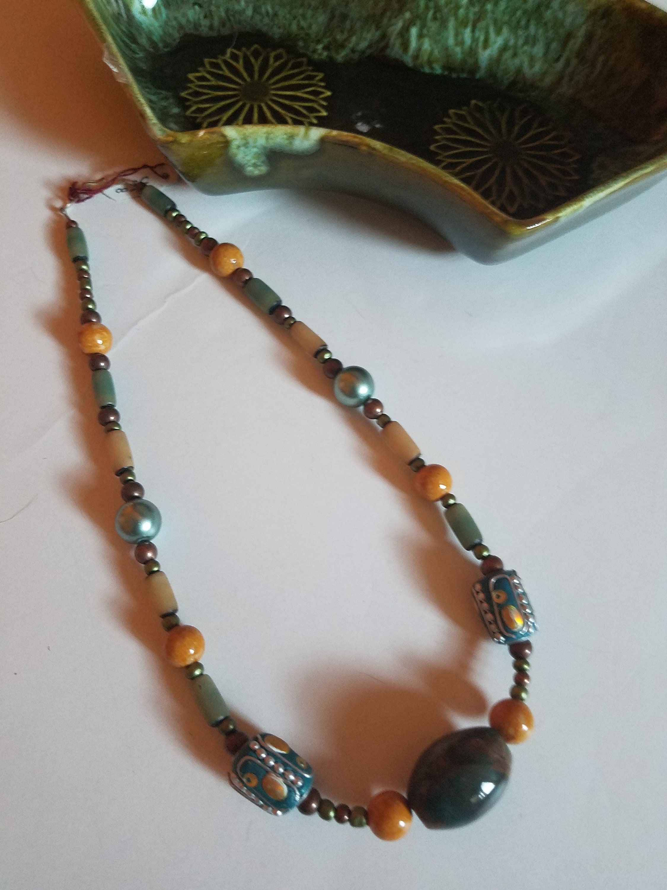 Necklace Jasper and mustard color Jewelry Unisex Necklace Etsy