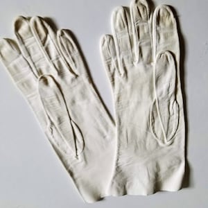 White gloves, vintage gloves, evening gloves, leather image 1