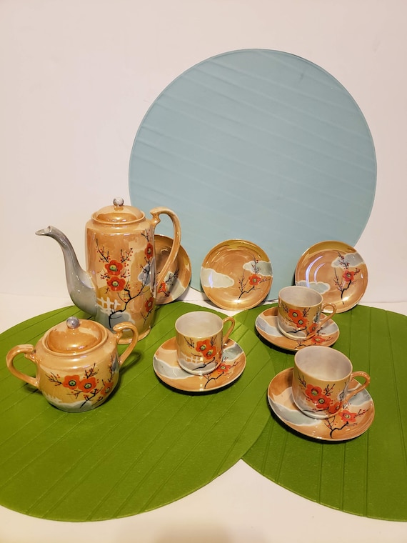 Vintage Hand Painted Japanese Tea set Demitasse Cups Etsy