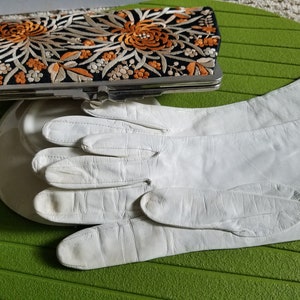 White gloves, vintage gloves, evening gloves, leather image 2