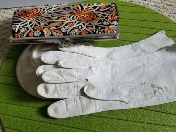 White gloves, vintage gloves, evening gloves, lea… - image 2