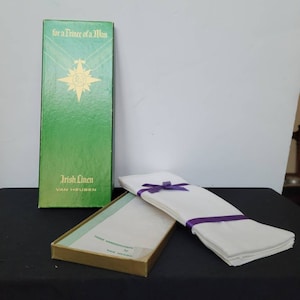 Box set of 3 Handkerchiefs, Vintage Irish Linen, Van Husen Handkerchiefs