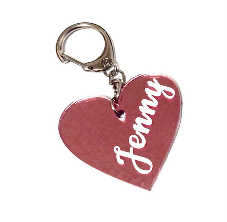 pink mirror heart keychain acrylic keychain vinyl sticker
