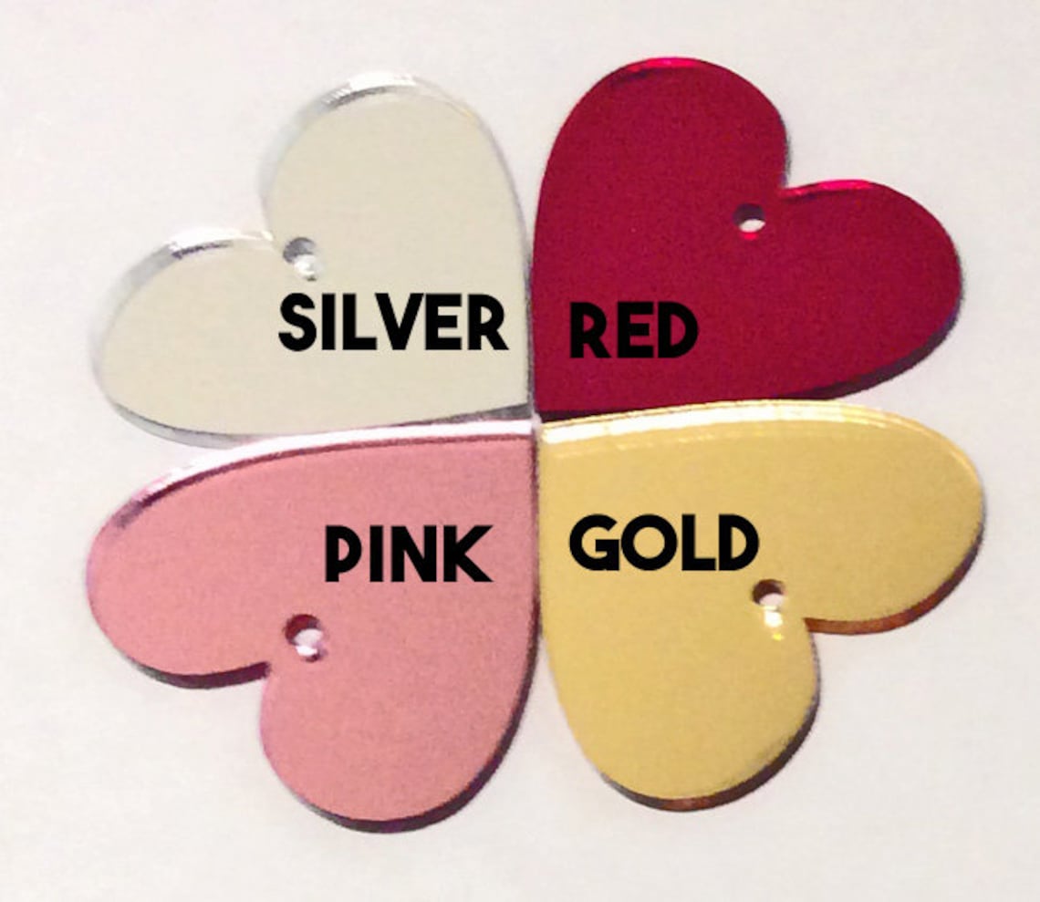 Pink Mirror Heart Keychain Acrylic Keychain Vinyl Sticker Etsy