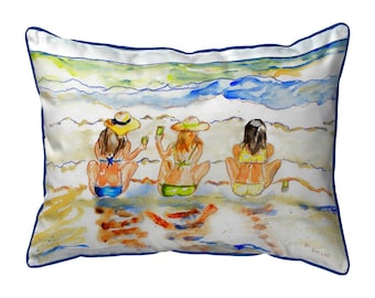 Bottoms Up - Indoor/Outdoor Colorful Coastal Beach Sea Themed Large Corded Throw Pillow
