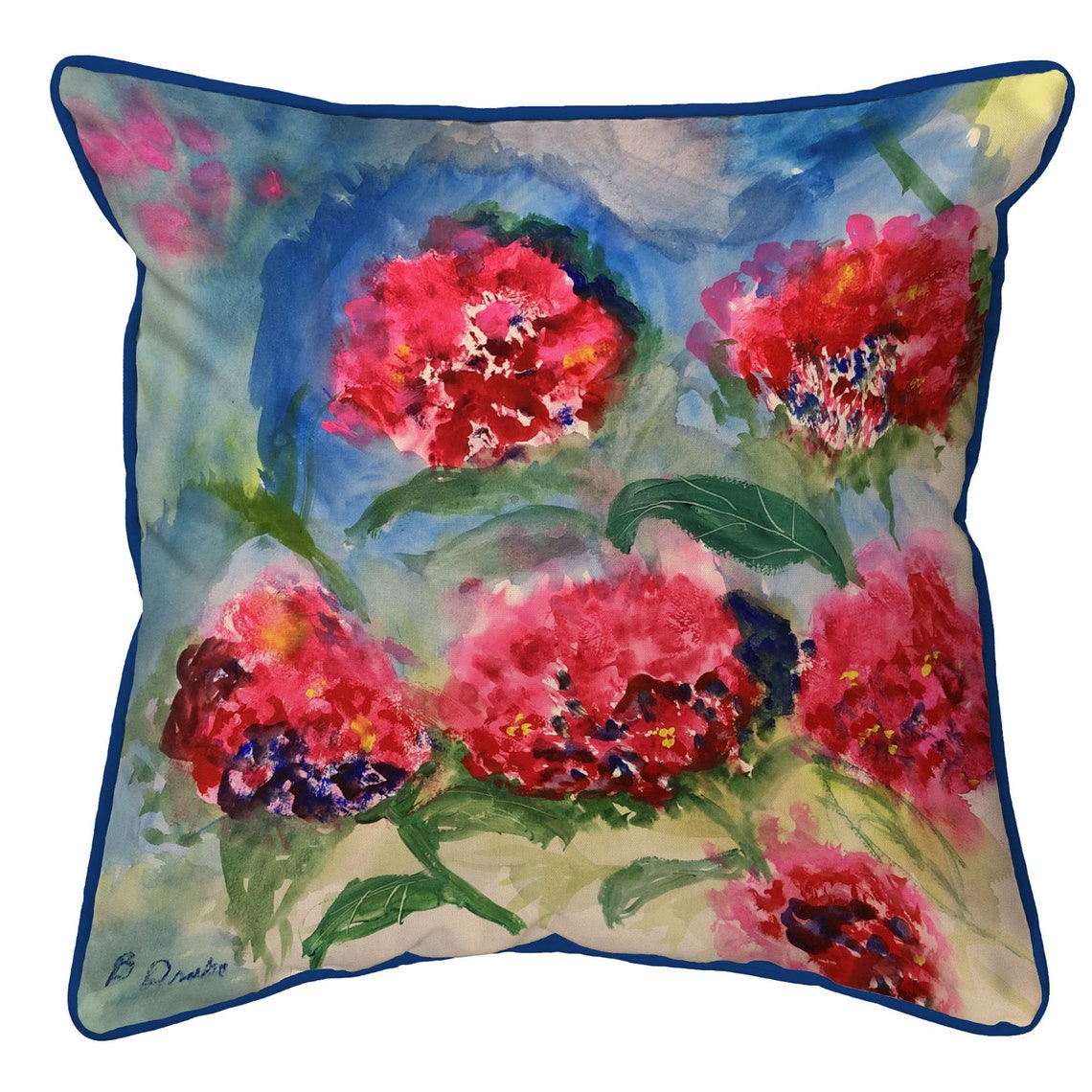 Red Geraniums Corded Pillow Etsy