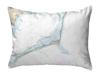 Cape Hatteras, NC Nautical Map Noncorded Indoor/Outdoor Pillow