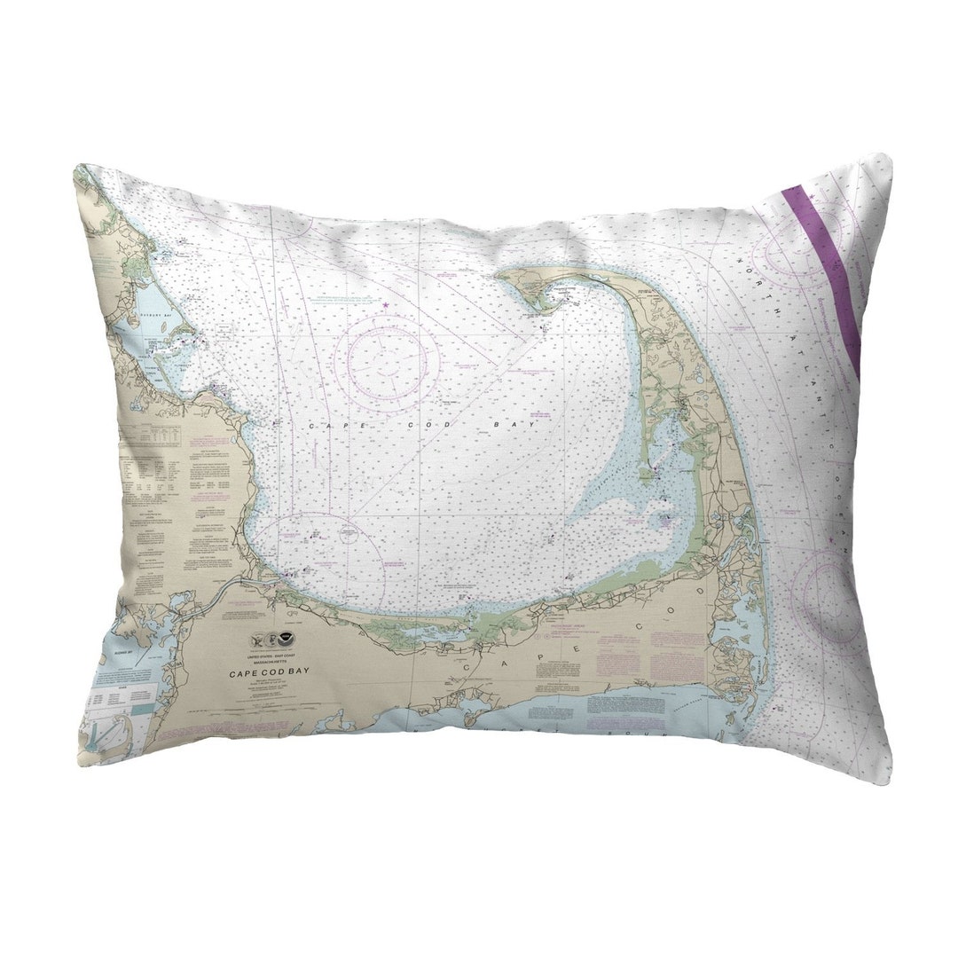 Cape Cod Bay Ma Nautical Map Noncorded Indooroutdoor Pillow Etsy
