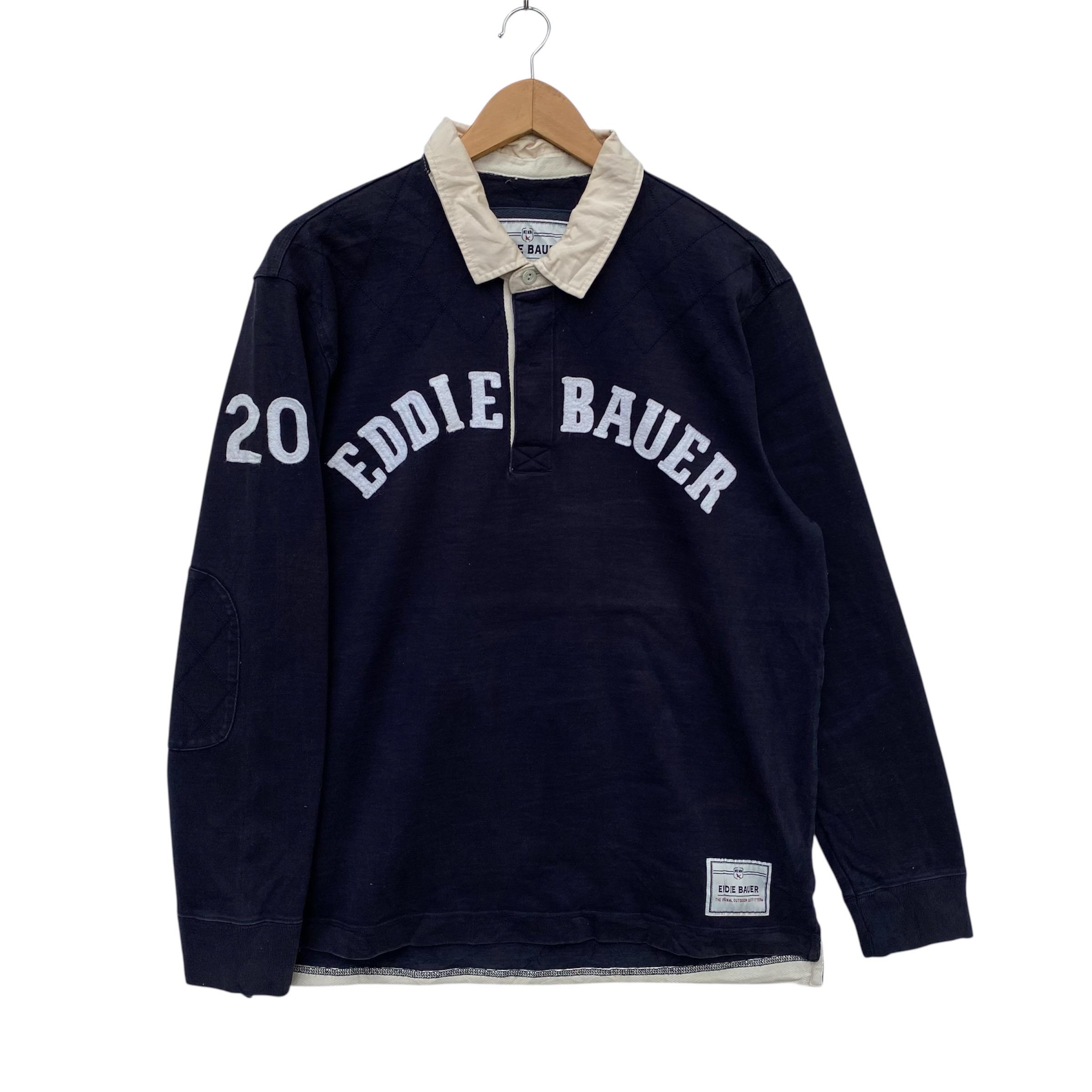 Vintage 90s Eddie Bauer Rugby Polo Shirt | 20 Spell Out | Big Logo