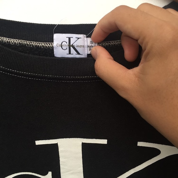 90s~00'S Calvin Klein JEANS Logo Sweatshirt Trainer Made in USA Men's L Size Vintage /eaa501457