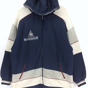 Vintage Le Coq Sportif Großes Logo Hoodie Jacke | Le Coq Sportif Buchstabier-Sweatshirt | Le Coq Sportif Schönes Design | Mode Retro Rap Tees Bild 1