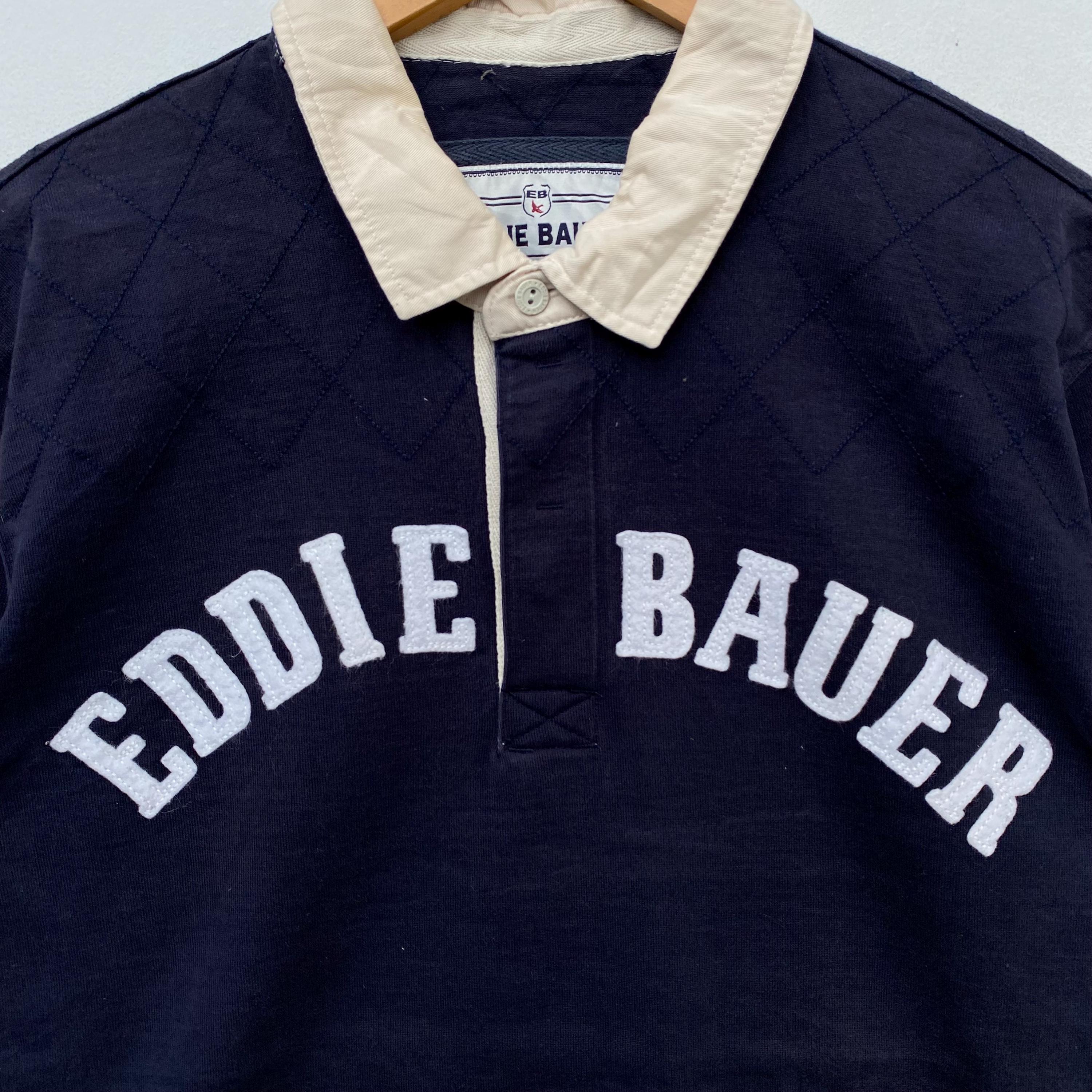 Vintage 90s Eddie Bauer Rugby Polo Shirt | 20 Spell Out | Big Logo 