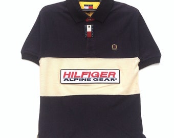 Selten!!! Deadstock Vintage 90er Jahre Tommy Hilfiger Großes Logo | Alpine Gear Aufnäher mit gesticktem Logo | Mehrfarbig | Super coole Retro Rap T-Shirts