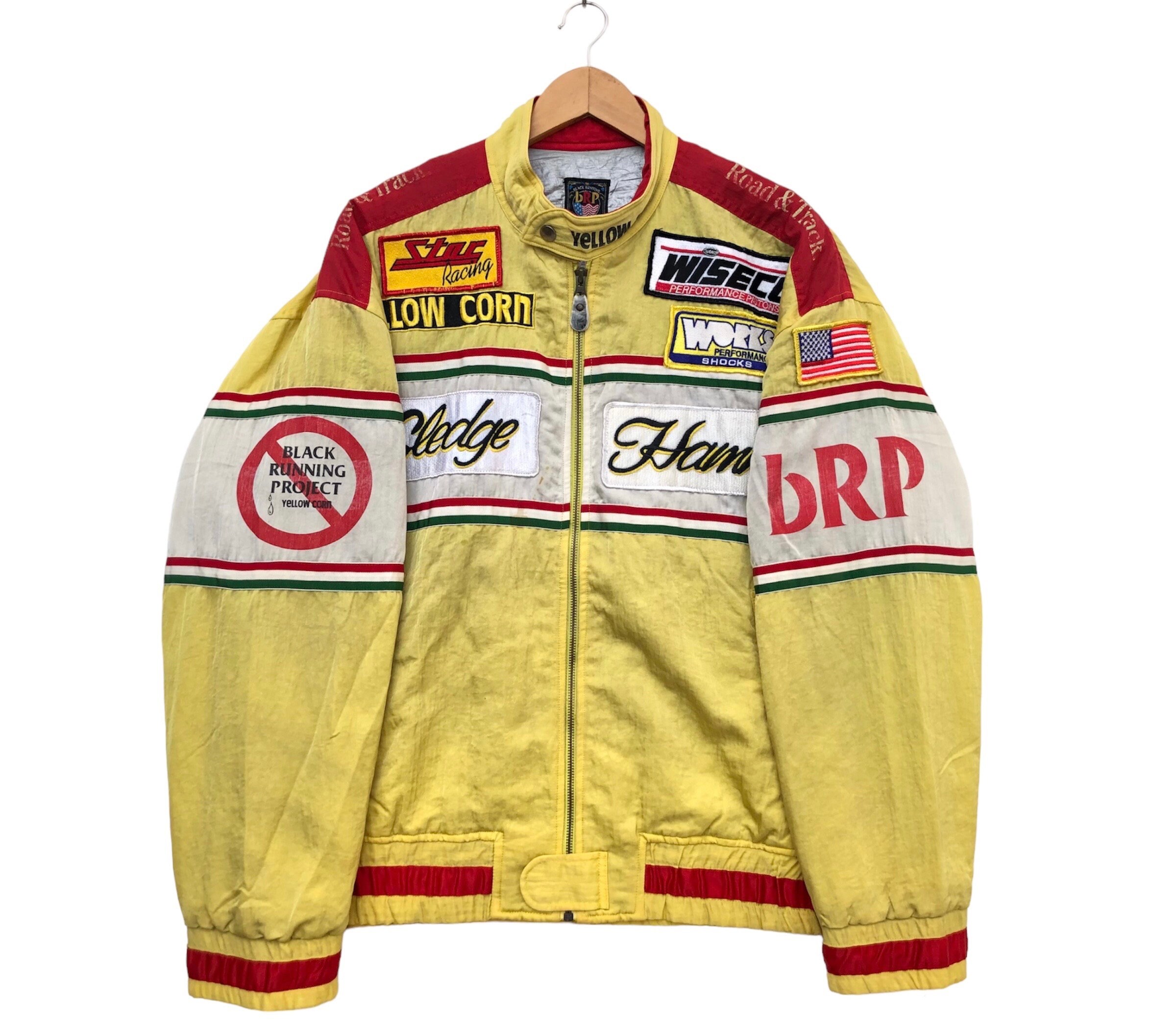 Yellow Corn Sledge Hammer ジャケット Vintage 90s Yellow Corn Yellowcorn Embroidered NHRA Dragster