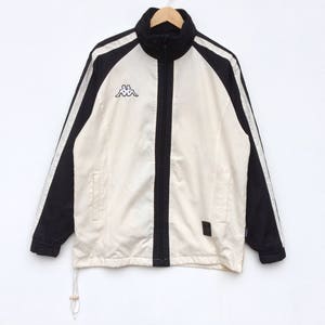 Vintage 90s Kappa Medium Logo Jacket | Kappa Black and White Jacket | Kappa Nice Design Jacket | Fashion Trending Retro Rap Hip Hop Swag