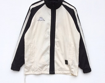 Vintage 90s Kappa Medium Logo Jacket | Kappa Black and White Jacket | Kappa Nice Design Jacket | Fashion Trending Retro Rap Hip Hop Swag