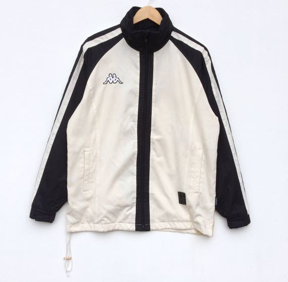 Kappa Kappa White and Black Vintage Retro Jacket Size Medium 