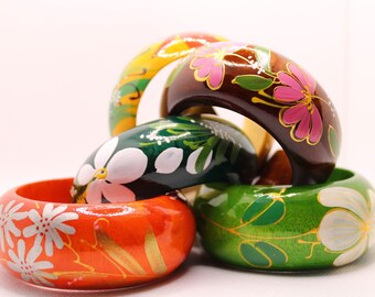 Handmade wooden mango bangle bracelet , hand paint bracelet