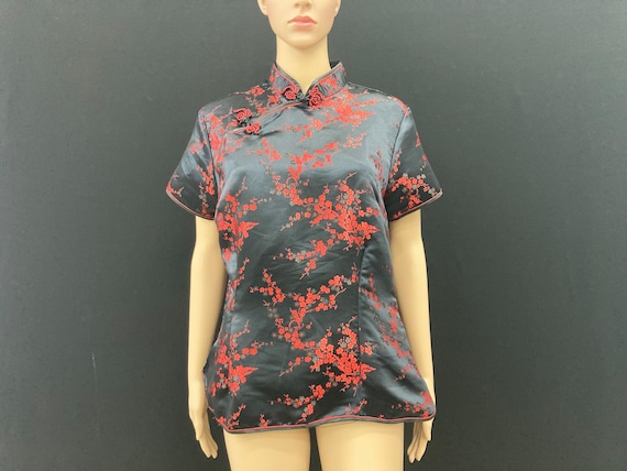 CHEONGSAM CHINESE BLOUSE  / viscose satin with ch… - image 1