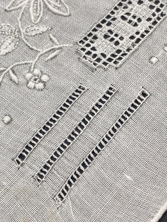 GREY EMBROIDERED HANDKERCHIEF / made by hand / wi… - image 6