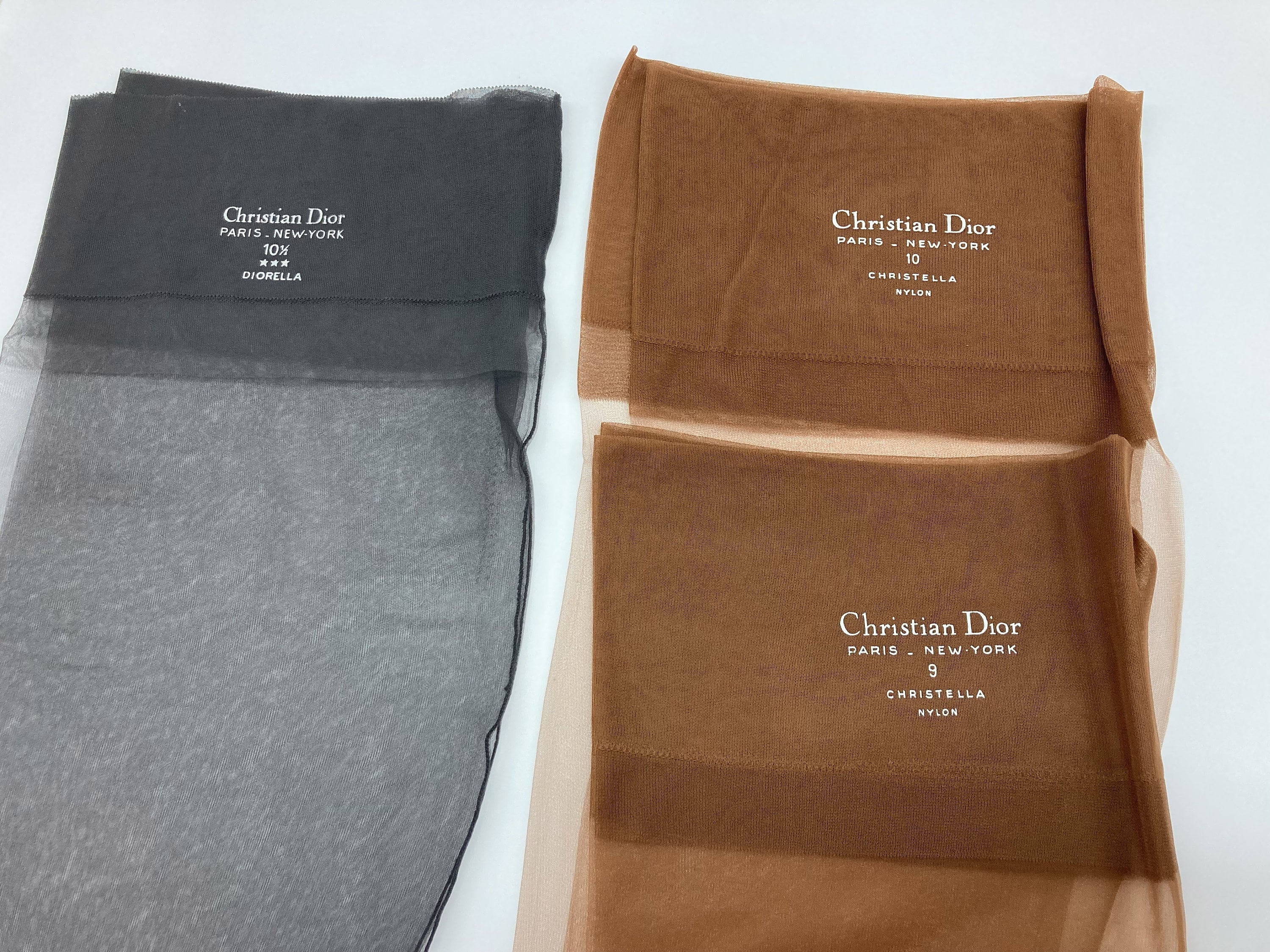 CHRISTIAN DIOR STOCKINGS / 3 Pairs / Nylon / Size 9, 10 and 10,5 / 2 Colors  / 1950 -  Canada