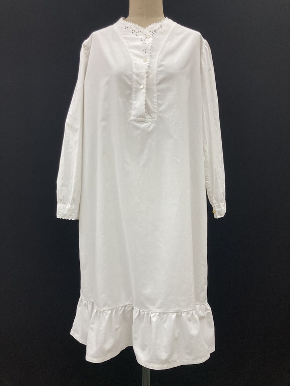 EMBROIDERED COTTON NIGHT dress with long sleeves … - image 2