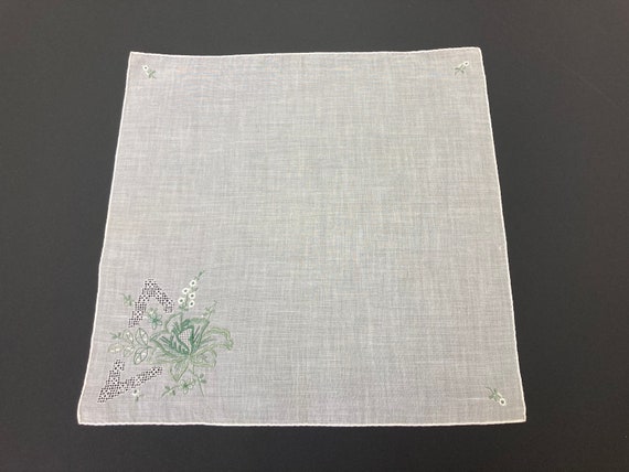 NATURAL EMBROIDERED HANDKERCHIEF / with drawn thr… - image 7