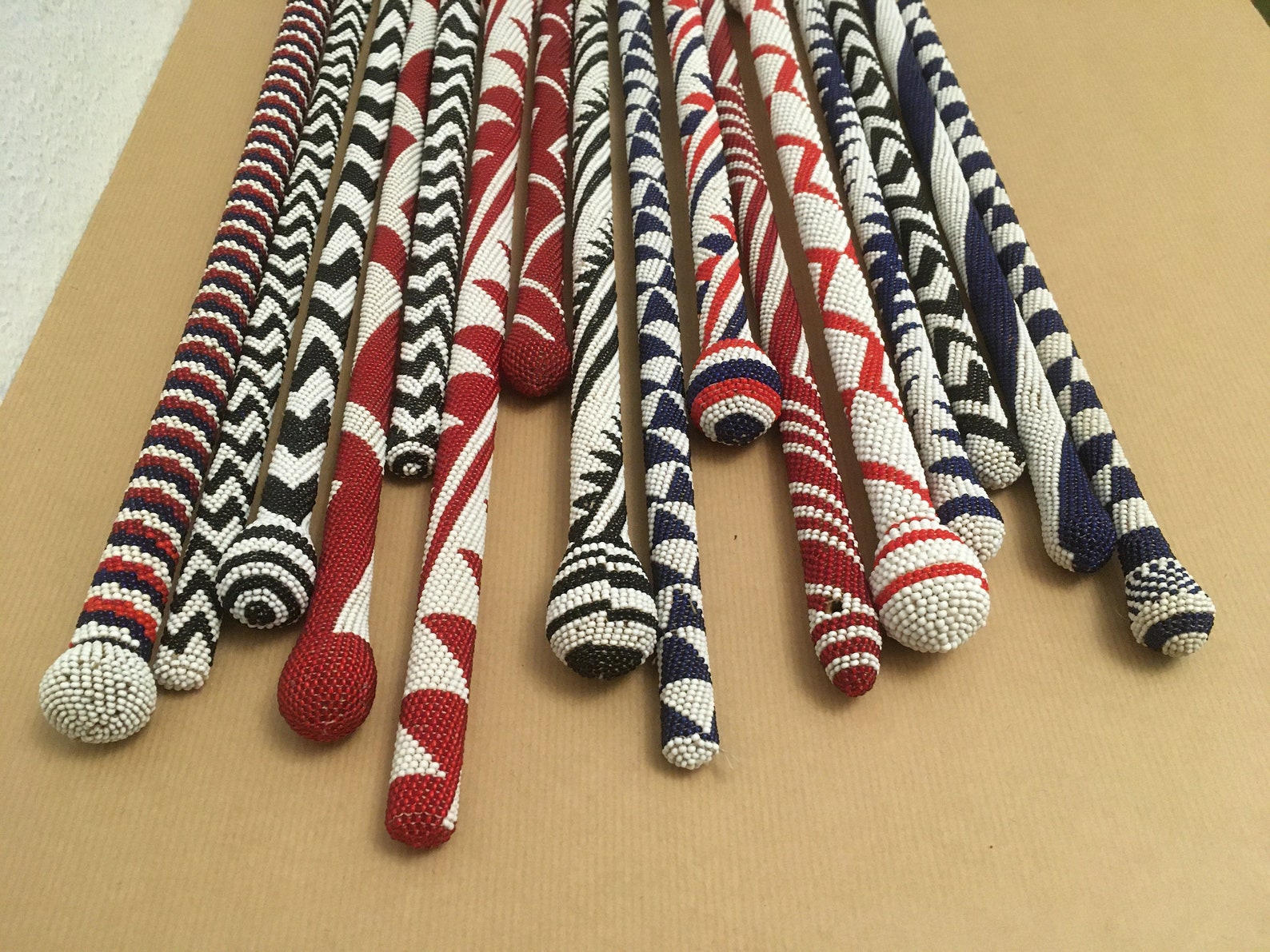 BEADED AFRICAN STICK / 13 Zulu dance stick / from 31 to 44 cm Etsy