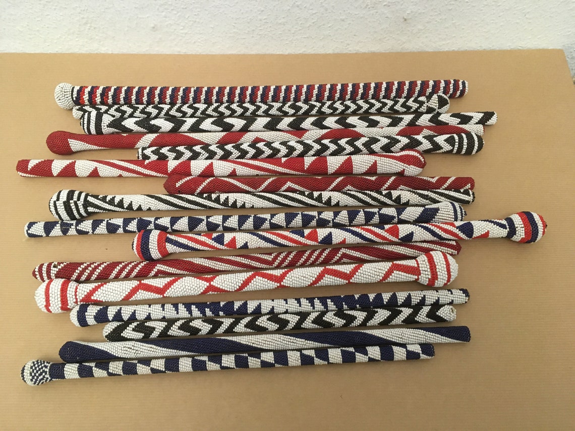BEADED AFRICAN STICK / 13 Zulu Dance Stick / From 31 to 44 Cm Etsy
