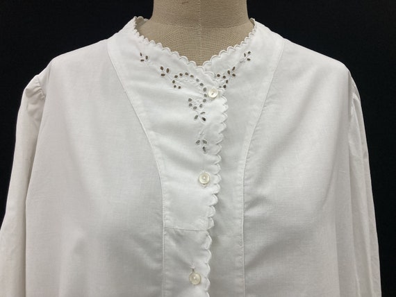 EMBROIDERED COTTON NIGHT dress with long sleeves … - image 1