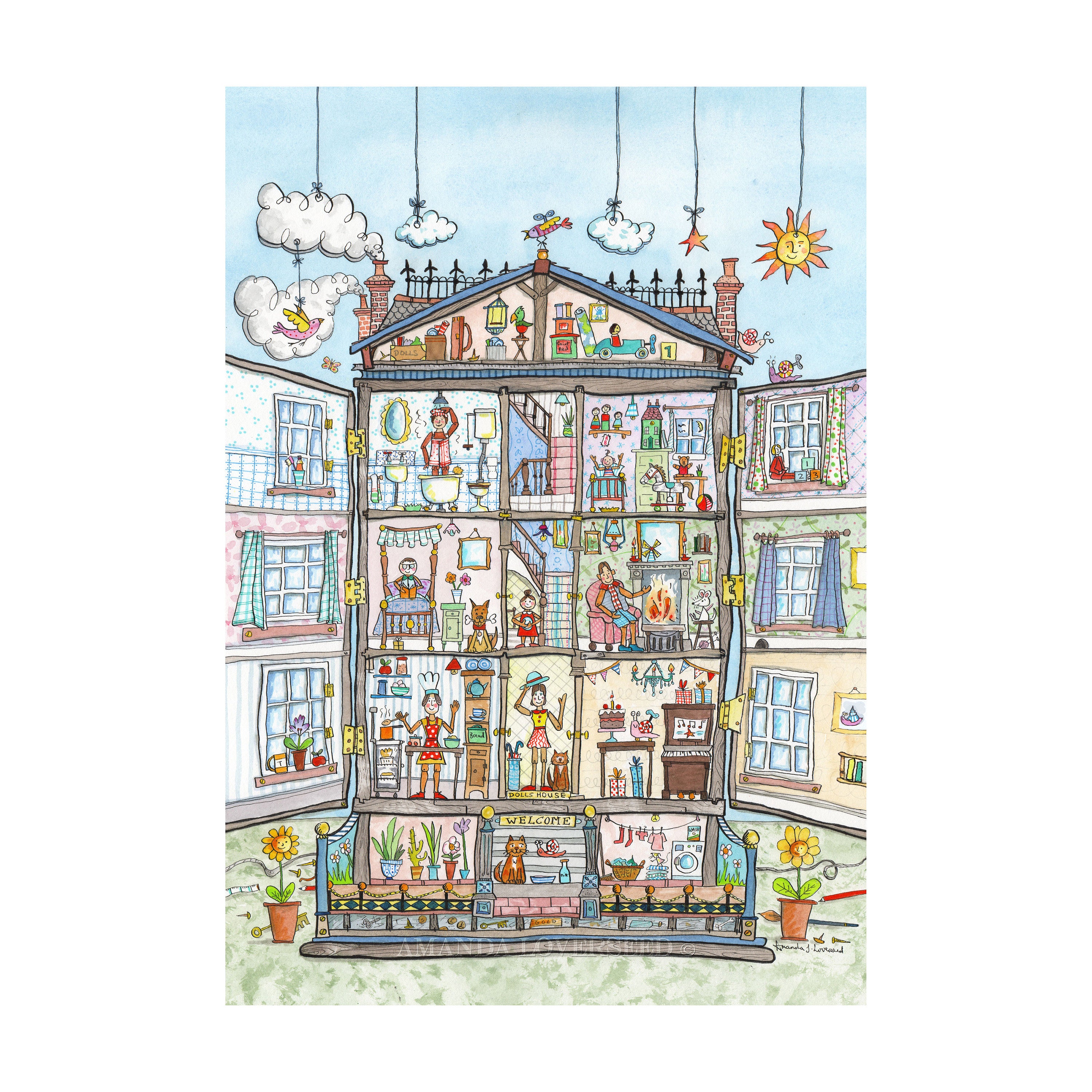 GICLEE PRINT Cut Thru Dolls House by Amanda Loverseed - A4 A3 A2 GICLEE PRINT Cut Thru Dolls House by Amanda Loverseed - A4 A3 A2