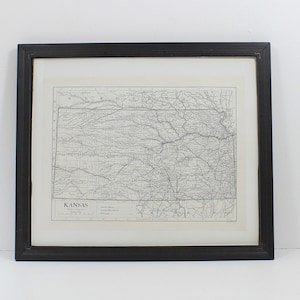 Mapa do estado do Kansas impresso em 1910 - Mapa sem moldura