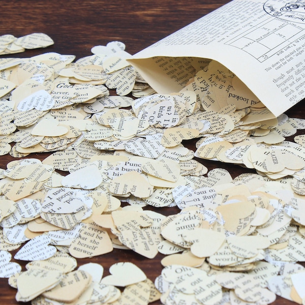 2000 Paper Heart Confetti Made from Old Books Active