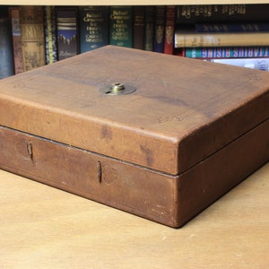 Antique Writing Slope - Leather Bound with Stationery Storage Compartments