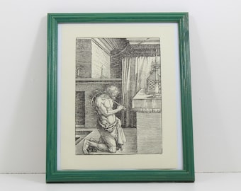 A Penitent - a Mediaeval Woodcut by A Dürer- printed 1882