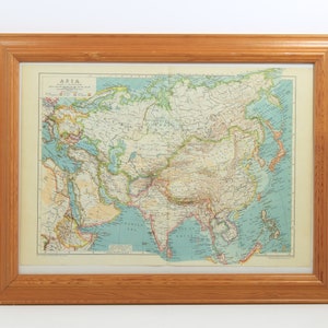 1910 Map of Asia - showing Russian Empire, China, India etc - A3 Map