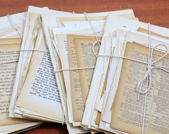 50 starych stron książkowych do dziennika śmieci, kolażu lub książkowych prac rękodzielniczych