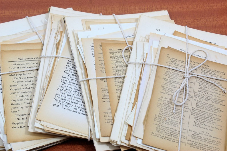 old book pages, text only, no illustrations, for junk journal, collage, bookish crafts