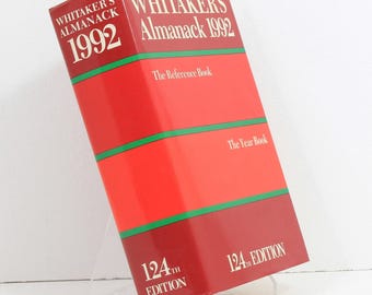 1992 Whitaker's Almanack - 34e anniversaire ou cadeau d'anniversaire