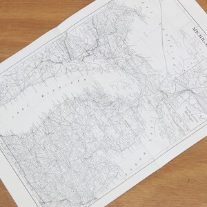 Antique Map of Michigan - Printed in 1910 - Uframed A3 Map