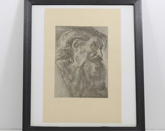 Study of a Head - a Woodcut by Titian - printed in 1882