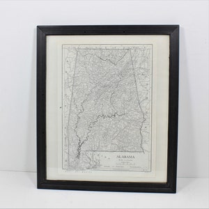 Carte de l'État de l'Alabama imprimée en 1910 - Carte sans cadre