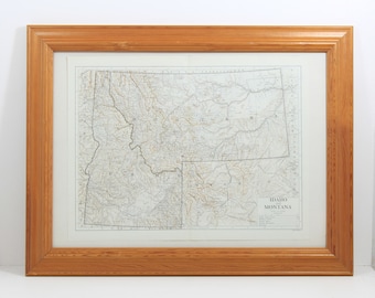 Mapa de Idaho y Montana - Impreso en 1910 - Mapa A3 - Mapa sin marco