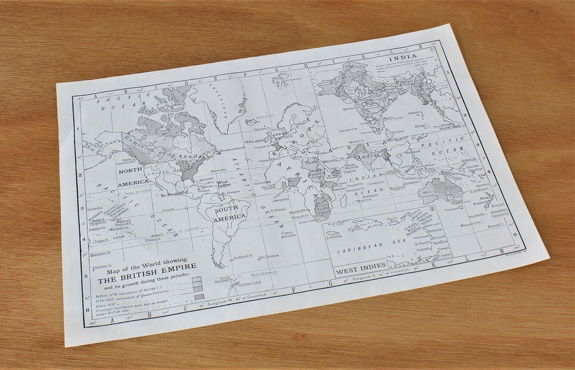 World Map Showing the British Empire 1714 to 1910 Printed in Etsy