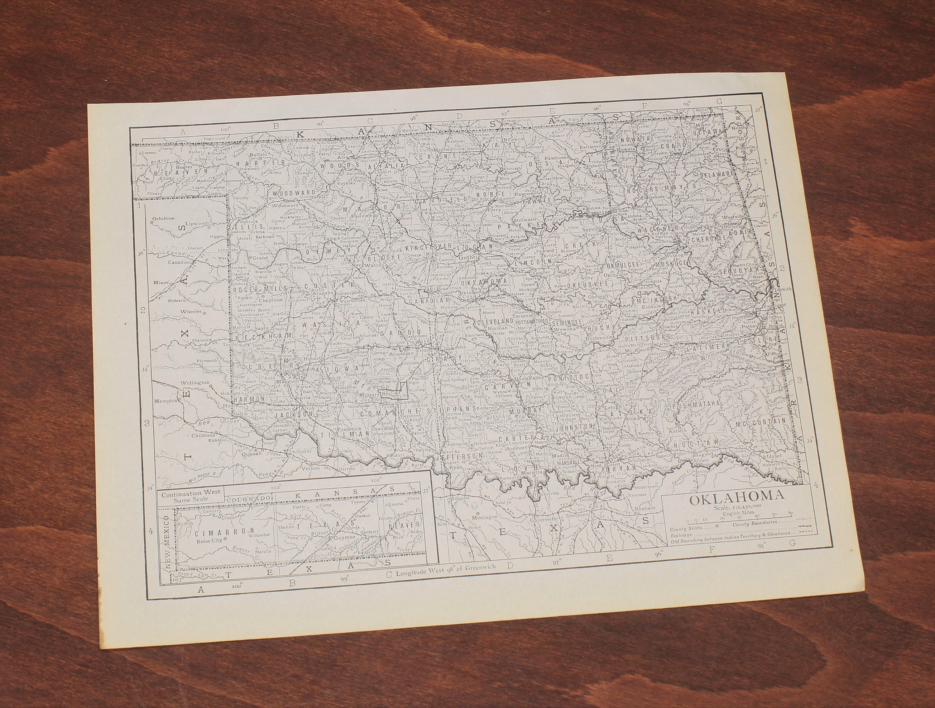 Map of Oklahoma Printed in 1910 Unframed Map Etsy