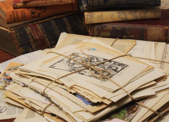 100 Old Book Pages for Junk Journal or Bookish Crafts, Junk Journal Starter Kit, Decorative Paper