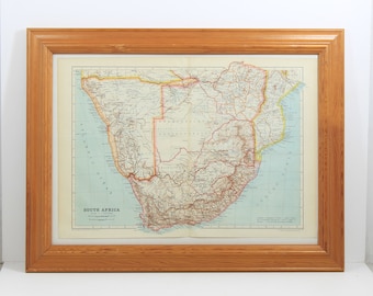 Mappa del Sud Africa stampata nel 1910 - Mappa A3 senza cornice