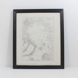 Antyczna mapa Arktyki, mapa regionów bieguna północnego - nieoprawiona mapa A4 - wydrukowana w 1910 r.