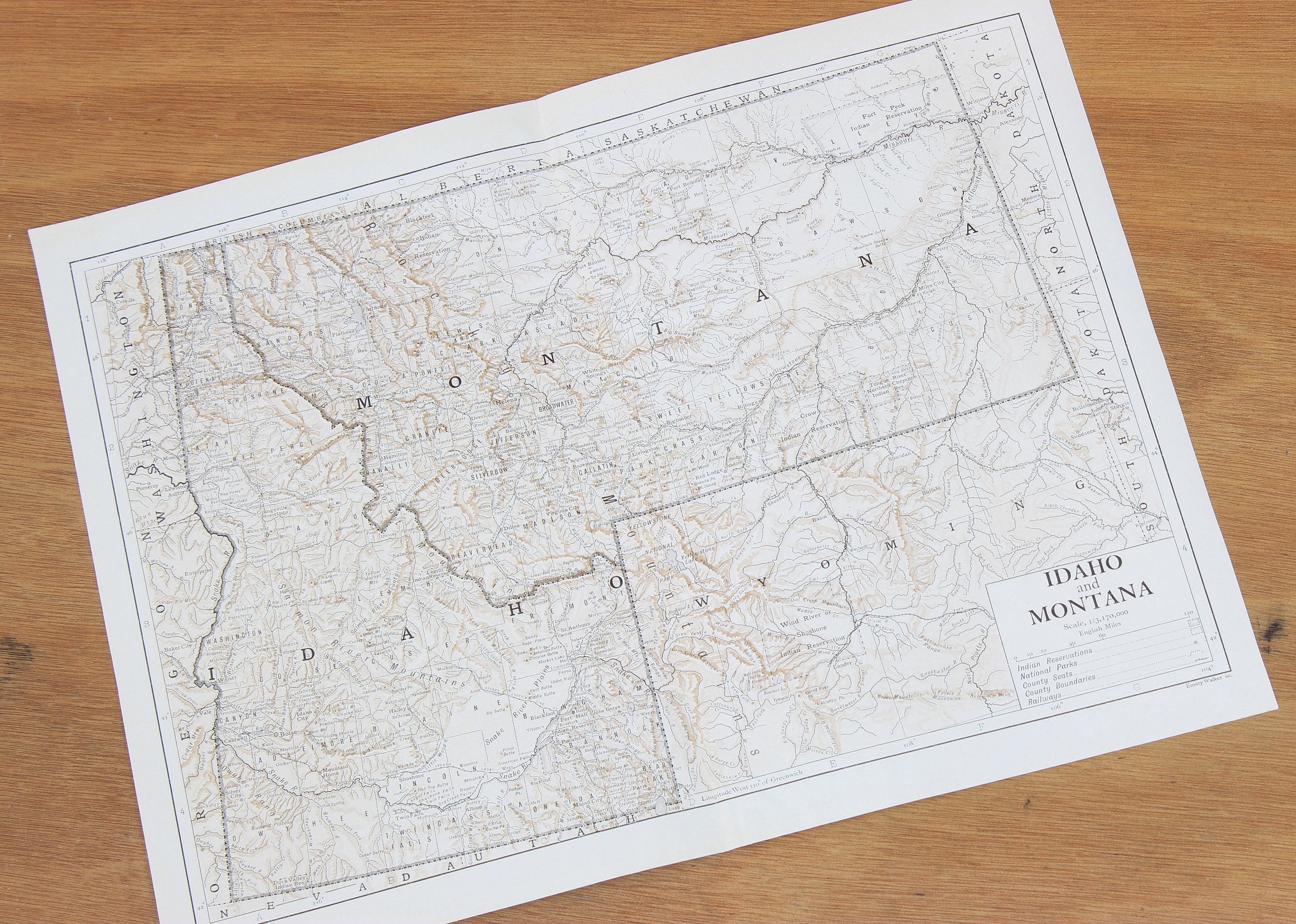 Map of Idaho and Montana Printed in 1910 A3 Map Unframed Map - Etsy UK